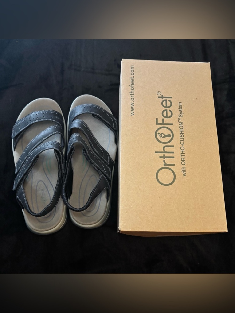 Orthofeet Naxos Sandals 11W Black NEW Orthopedic Comfort Shoes